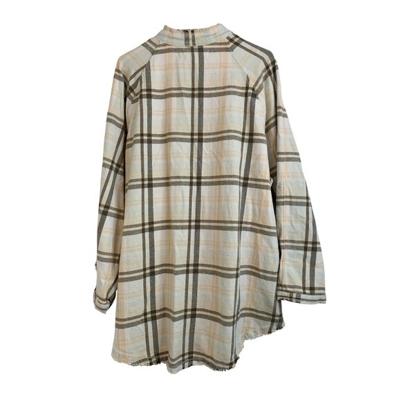 We The Free Womens L Plaid Button-Down Long Sleeve Shirt Shacket EUC 8130 - Picture 7 of 10